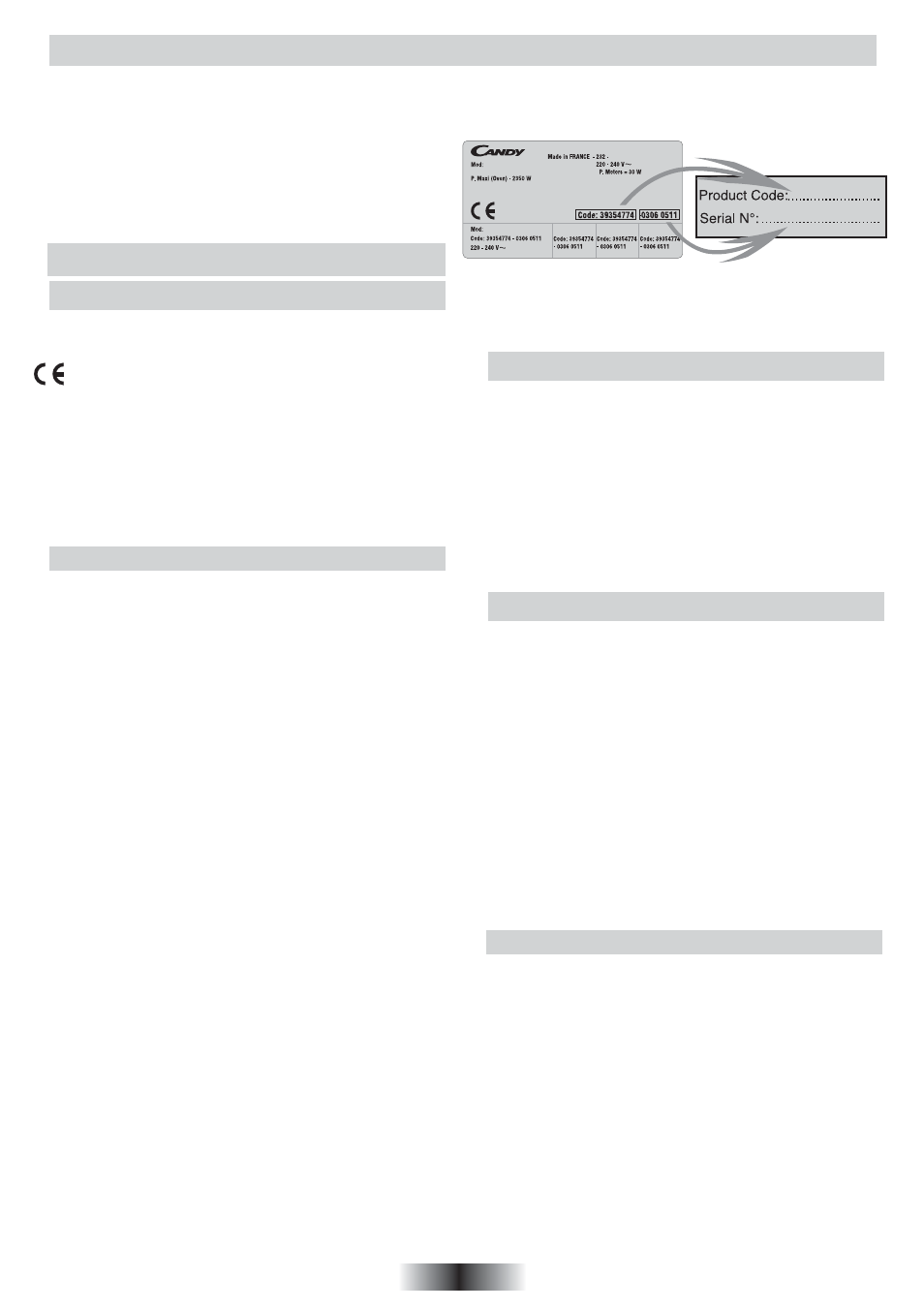 Indicações de carácter geral, Declaração de conformidade, Informação sobre segurança | Instalação, Recomendações, Ligação eléctrica | Candy FO 2D 966 X User Manual | Page 44 / 51