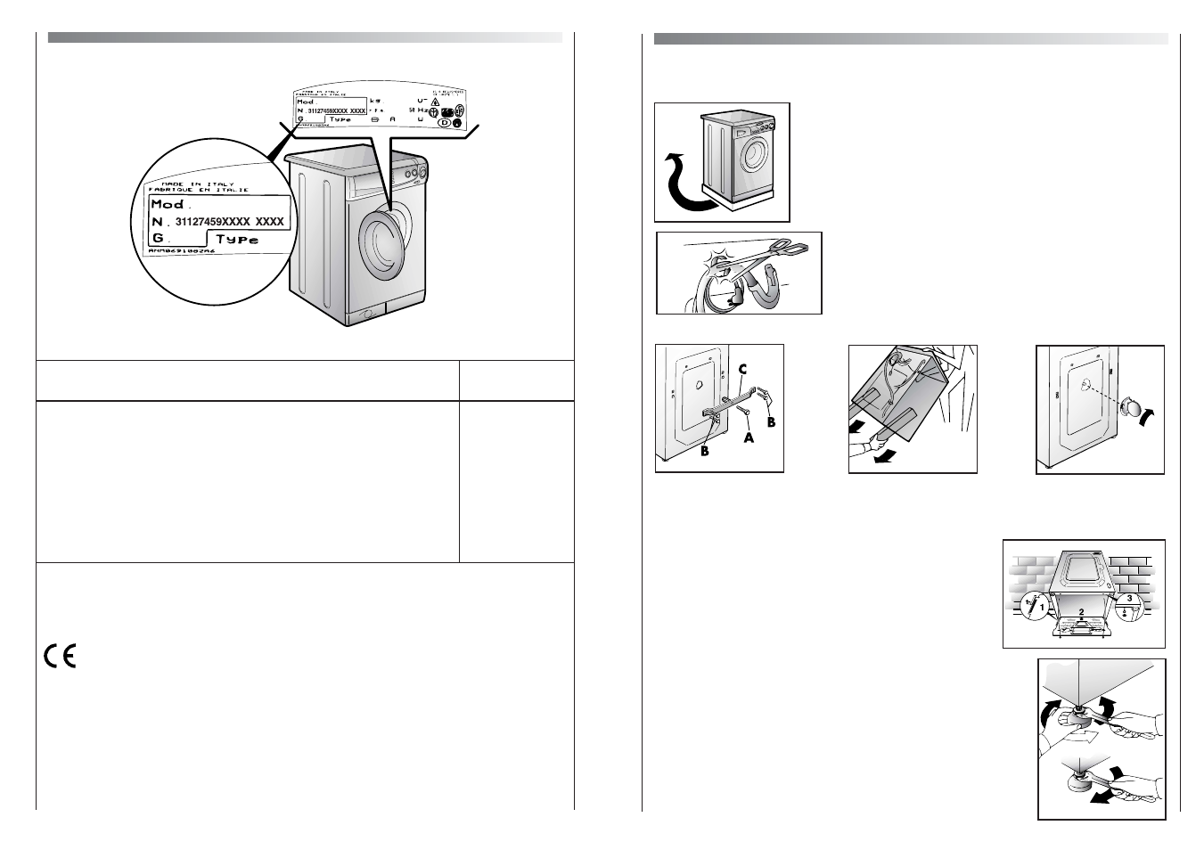 Setting up + installation, Technical data | Candy CBE165T-80 User Manual | Page 12 / 17