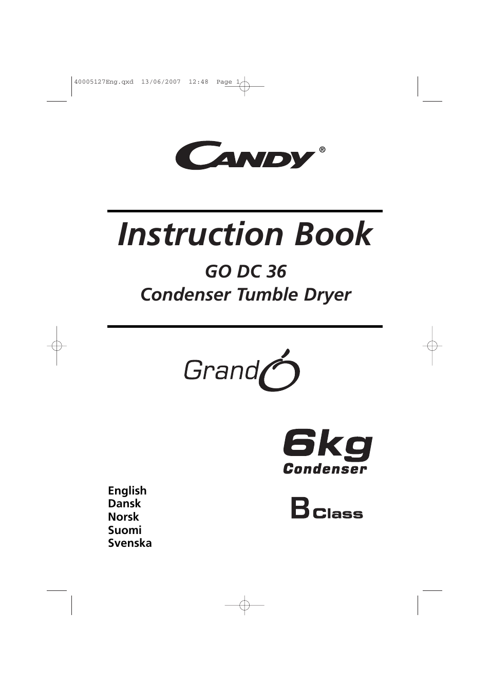 Candy GO DC 36 User Manual | 92 pages