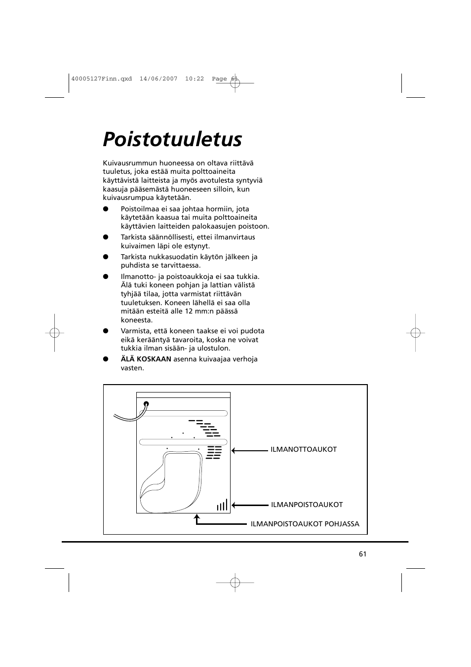 Poistotuuletus | Candy GO DC 36 User Manual | Page 61 / 92