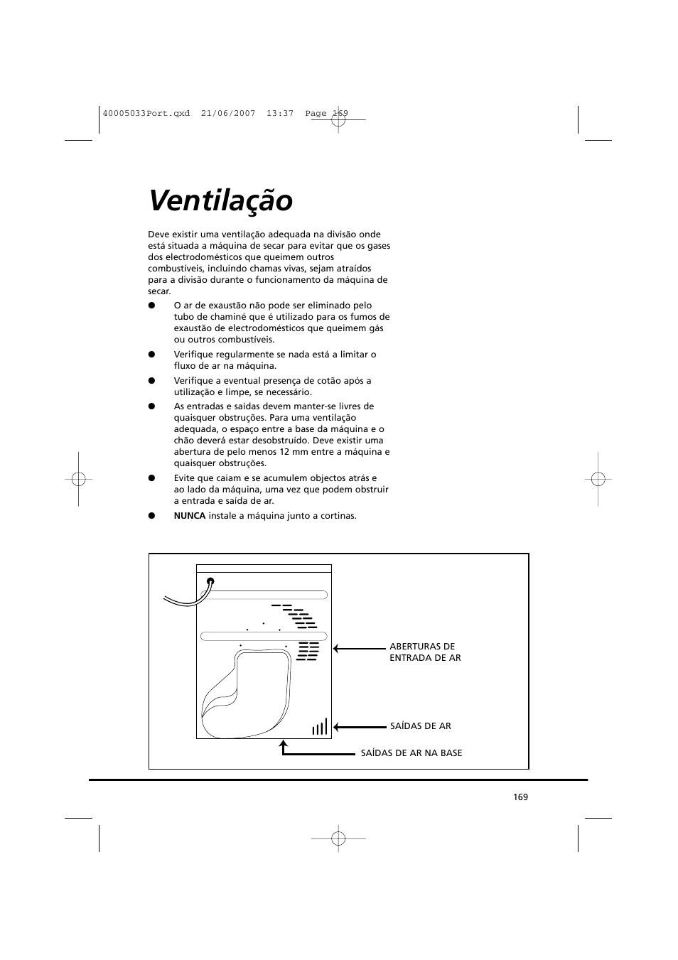 Ventilação | Candy GO DC 18-37S User Manual | Page 169 / 220