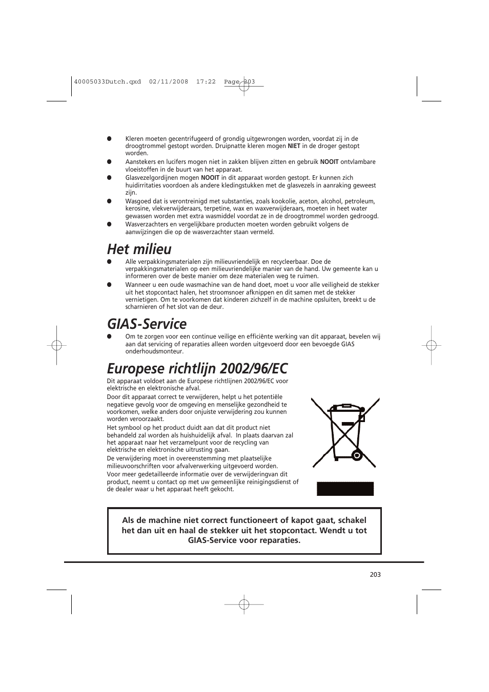 Het milieu, Gias-service | Candy GO DC 18-37S User Manual | Page 203 / 220