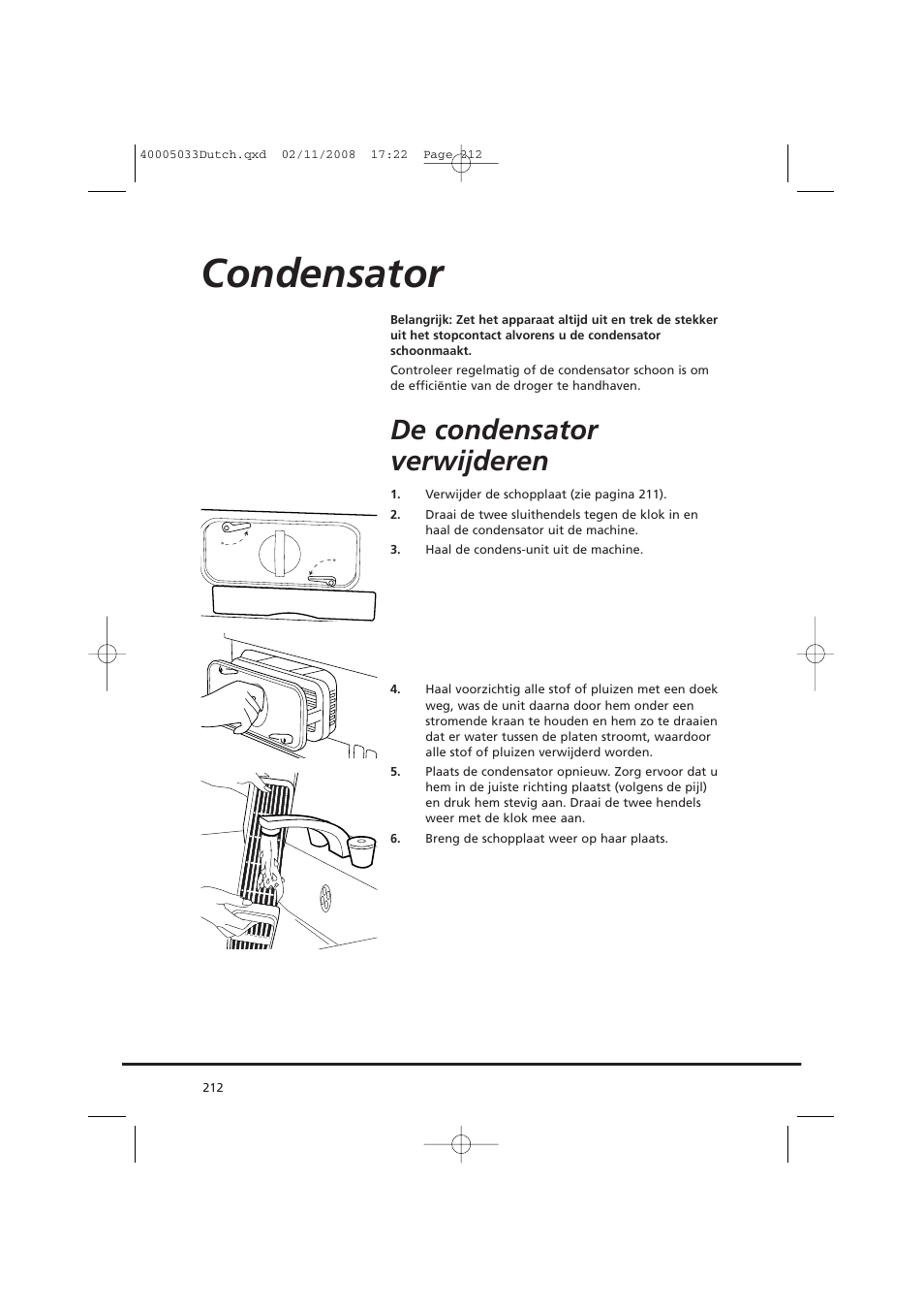 Condensator, De condensator verwijderen | Candy GO DC 18-37S User Manual | Page 212 / 220