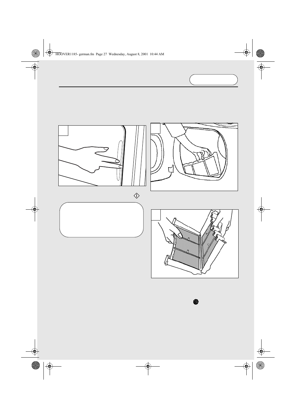 Öffnen der tür, Sieb | Candy CIV 149 EX User Manual | Page 27 / 100