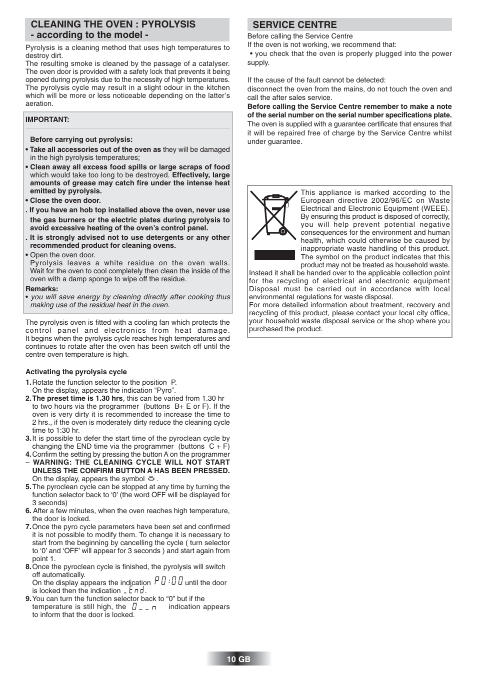 Service centre | Candy FS 866 AQUA User Manual | Page 11 / 51
