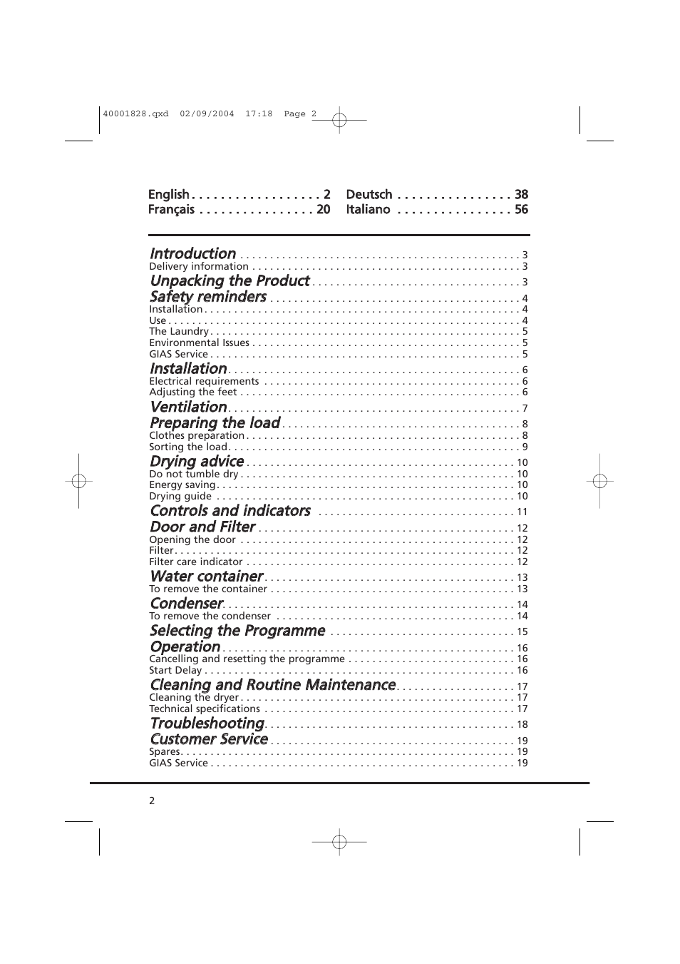 Candy AB CDC 679 XT- 88 User Manual | Page 2 / 76