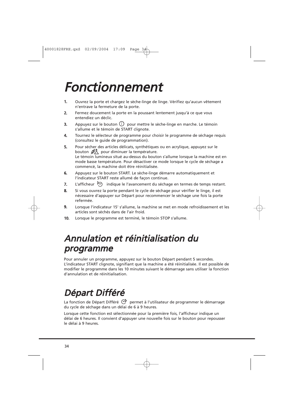 Ffo on nccttiio on nn ne em me en ntt | Candy AB CDC 679 XT- 88 User Manual | Page 34 / 76