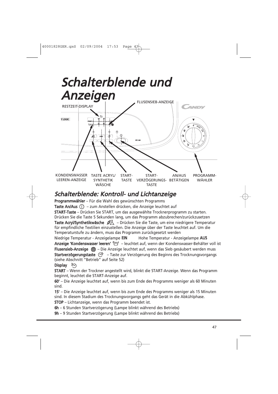 Candy AB CDC 679 XT- 88 User Manual | Page 47 / 76