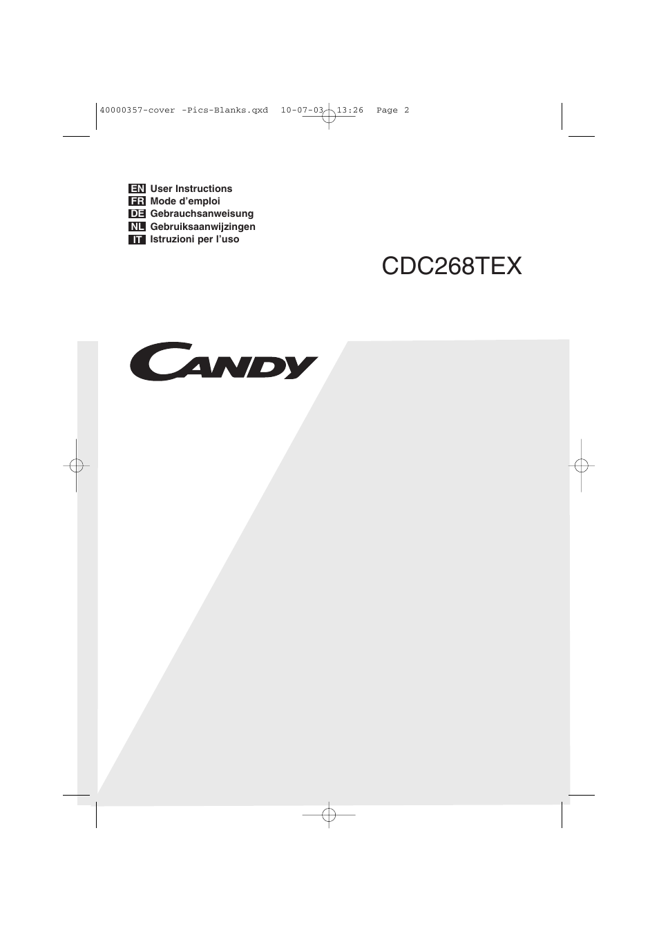 Candy AB CDC268TEX User Manual | 68 pages