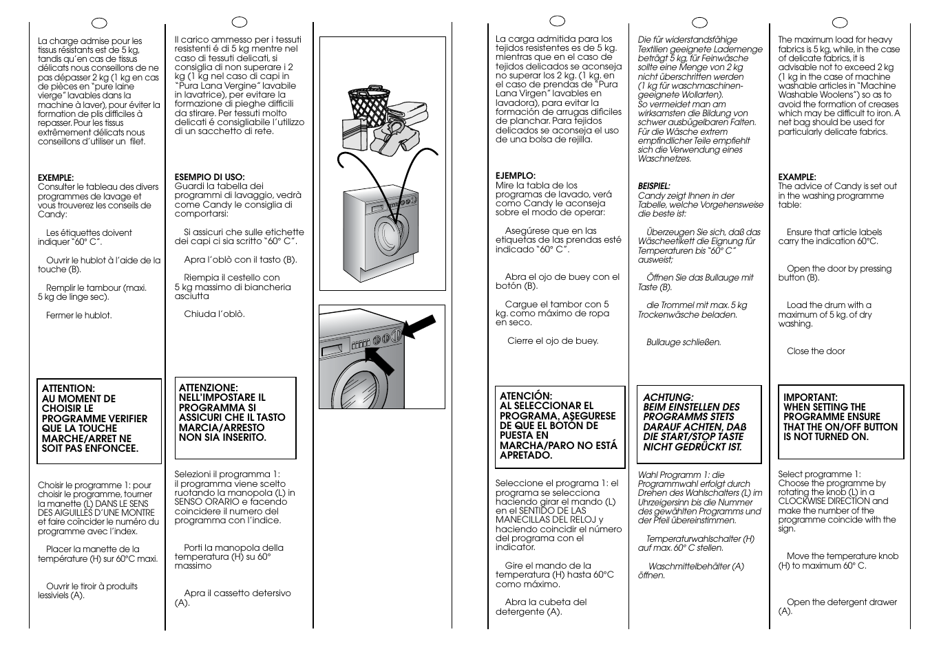 60° c 5 kg max | Candy CIW 100 T User Manual | Page 27 / 41