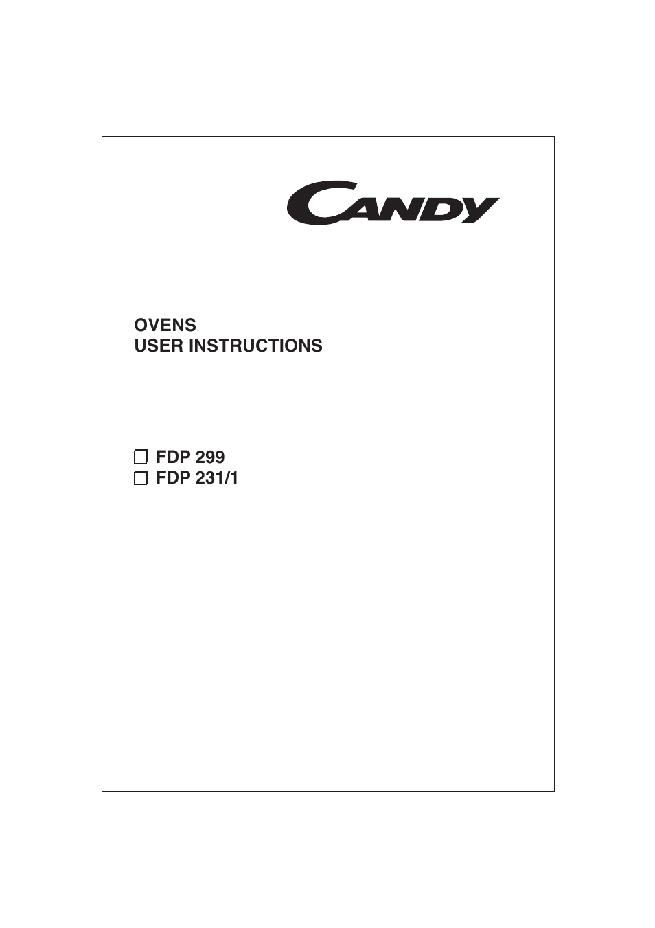 Candy FO FDP 299 X User Manual | 20 pages