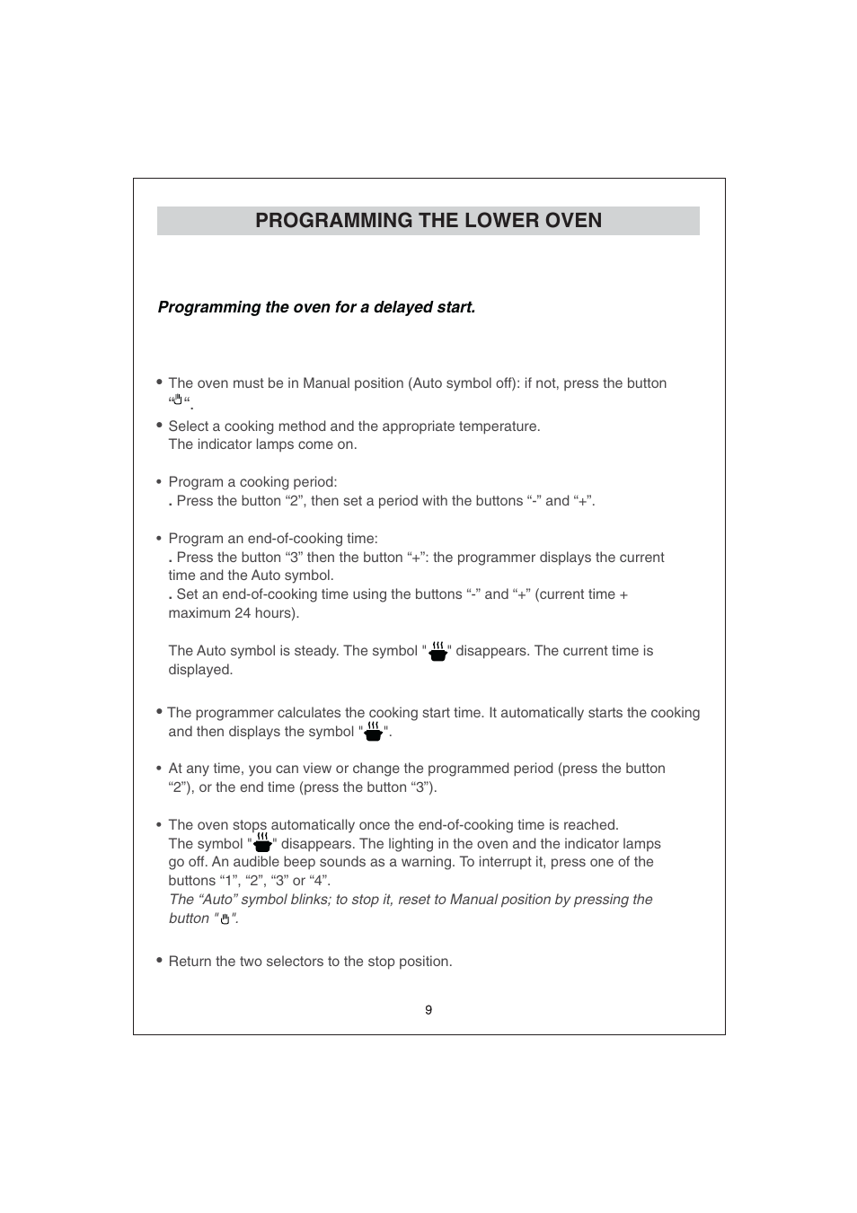 Programming the lower oven | Candy FO FDP 299 X User Manual | Page 10 / 20