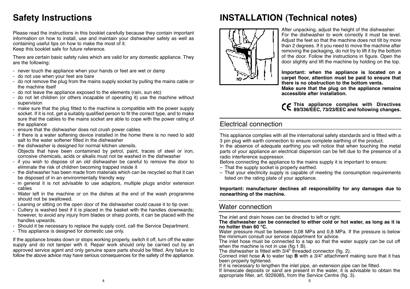 Safety instructions | Candy CD 500 User Manual | Page 3 / 65