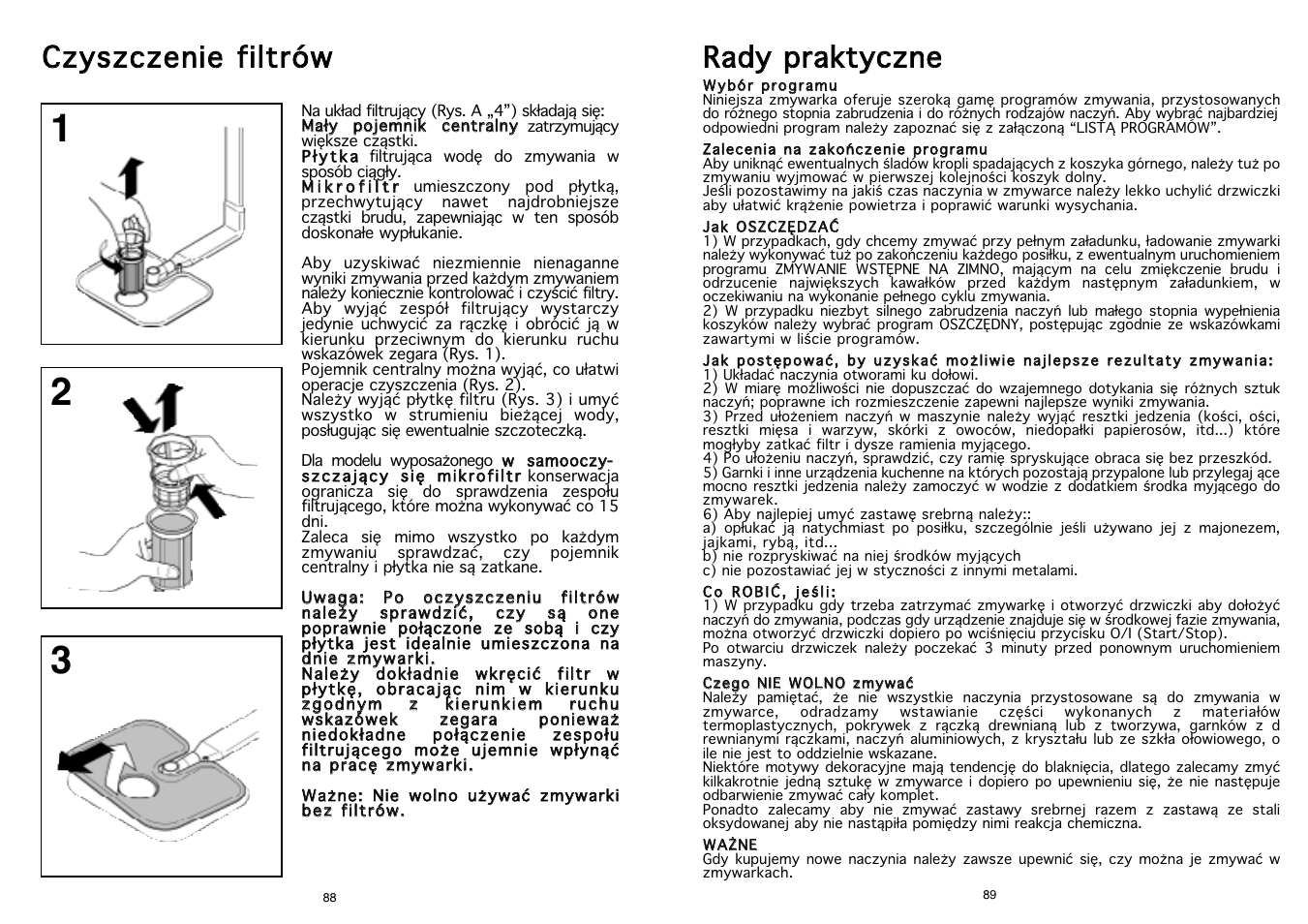 Rra ad dy y p prra ak ktty yc cz zn ne e, Ccz zy ys sz zc cz ze en niie e ffiillttrró ów w | Candy CD 500 User Manual | Page 45 / 65