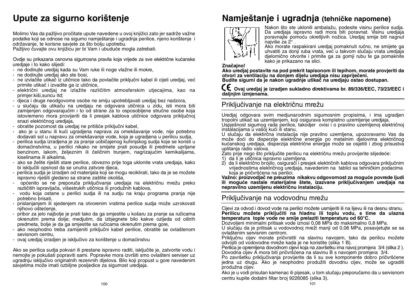 Upute za sigurno kori‰tenje, Namje‰tanje i ugradnja | Candy CD 500 User Manual | Page 51 / 65