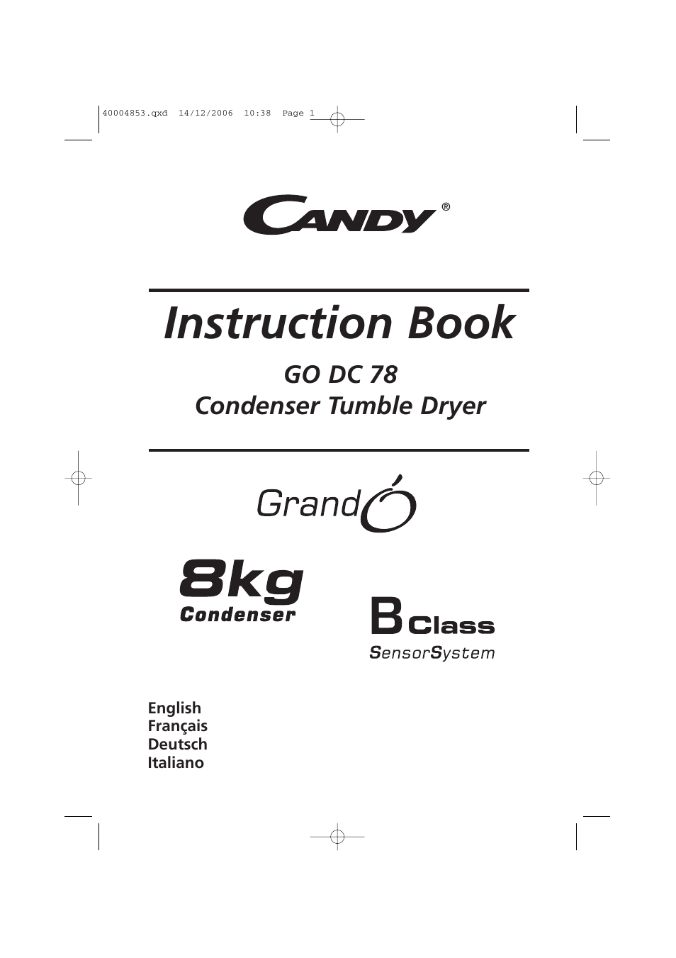 Candy GO DC 78-88 User Manual | 74 pages