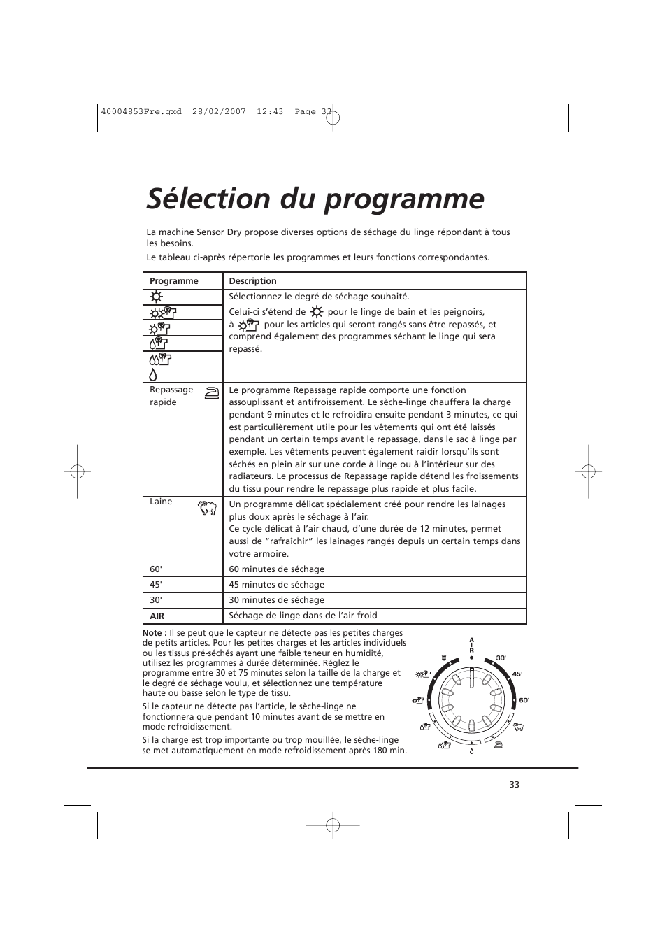 Sélection du programme | Candy GO DC 78-88 User Manual | Page 33 / 74