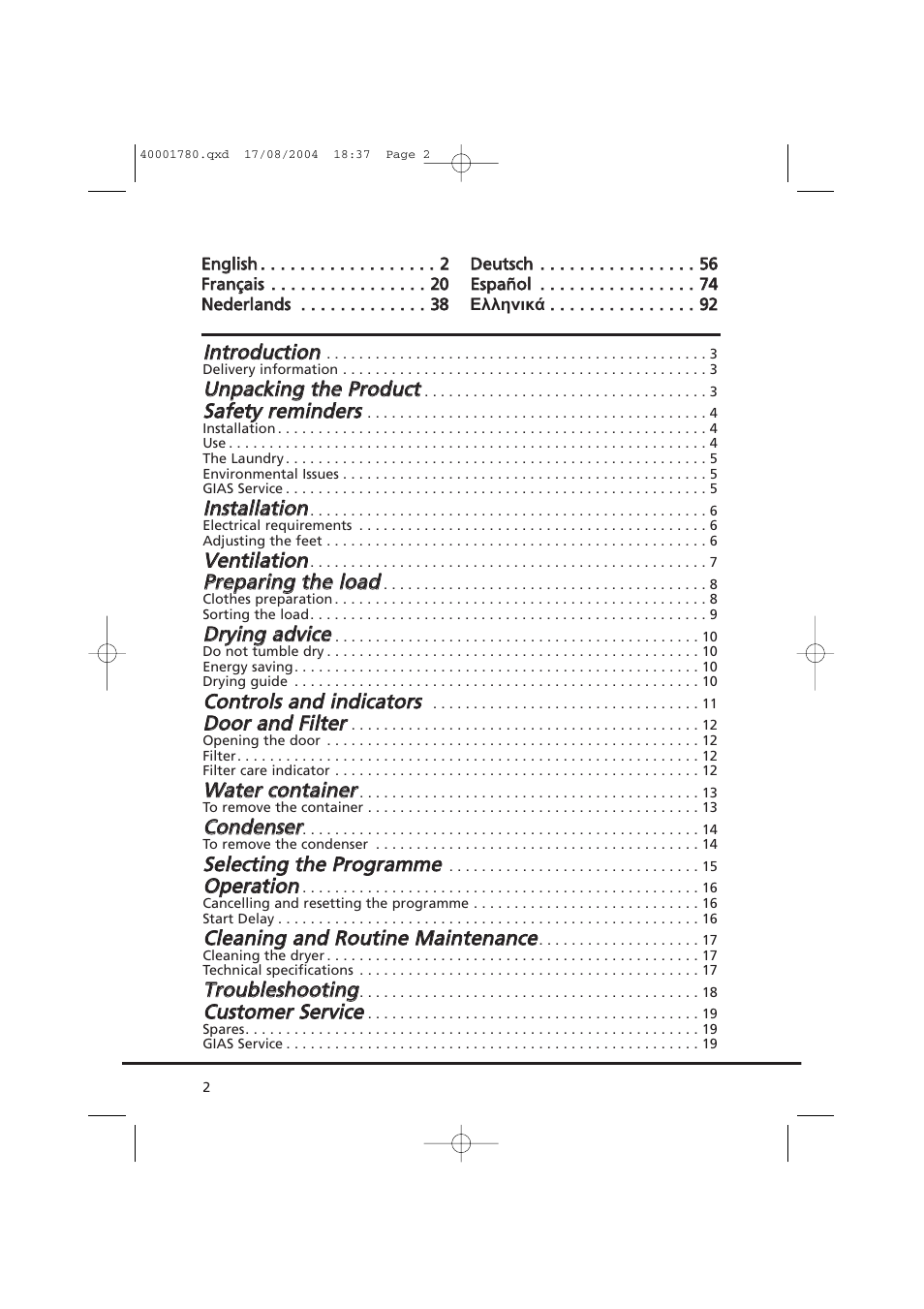 Candy AB CDC 668 - SY User Manual | Page 2 / 112
