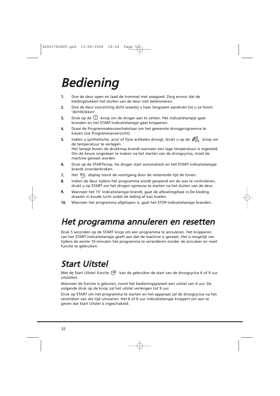 Bbe ed diie en niin ng g, Sstta arrtt u uiittsstte ell | Candy AB CDC 668 - SY User Manual | Page 52 / 112