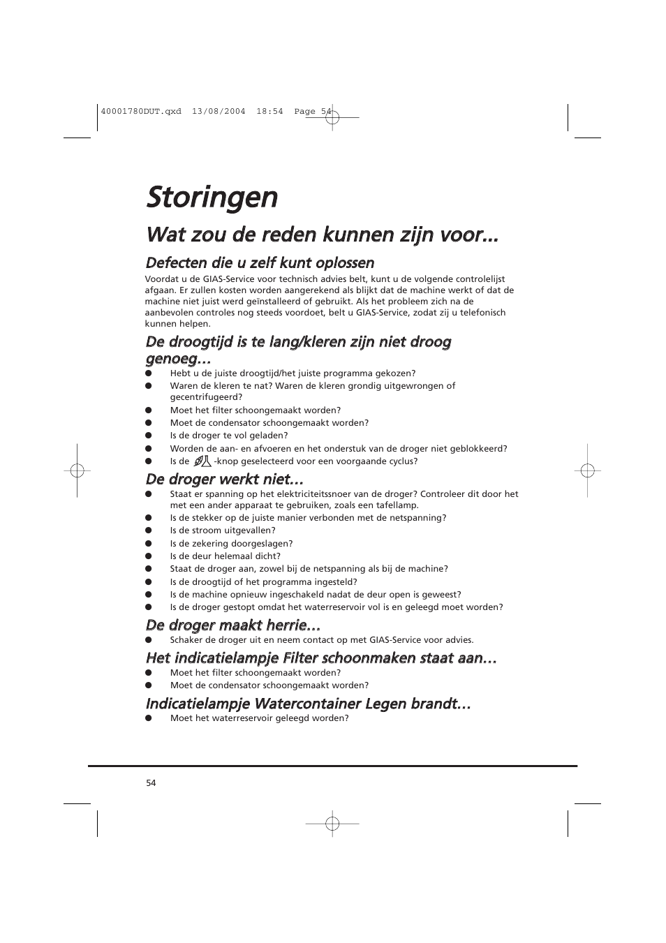 Sstto orriin ng ge en n | Candy AB CDC 668 - SY User Manual | Page 54 / 112