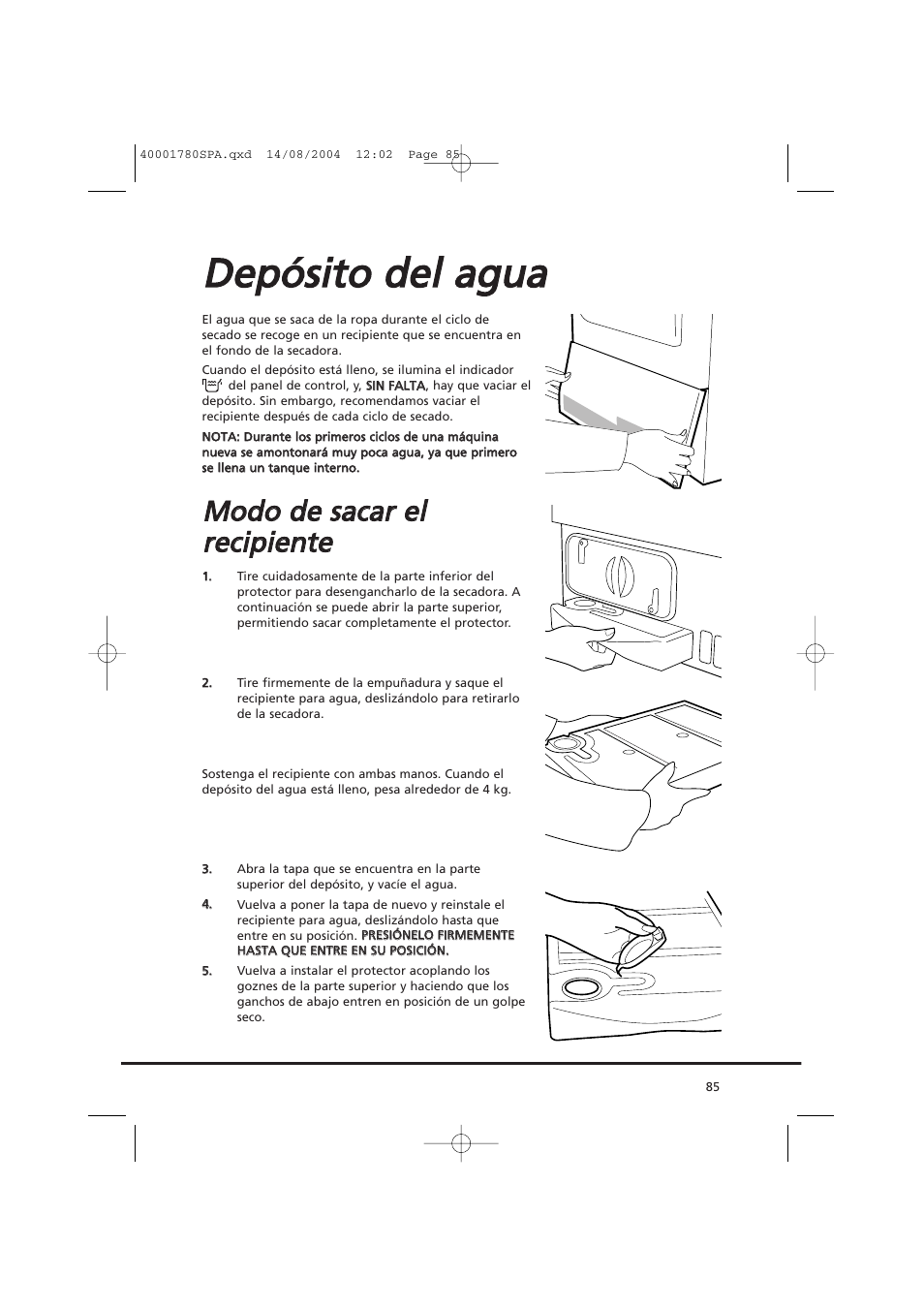 Dde ep pó óssiitto o d de ell a ag gu ua a | Candy AB CDC 668 - SY User Manual | Page 85 / 112