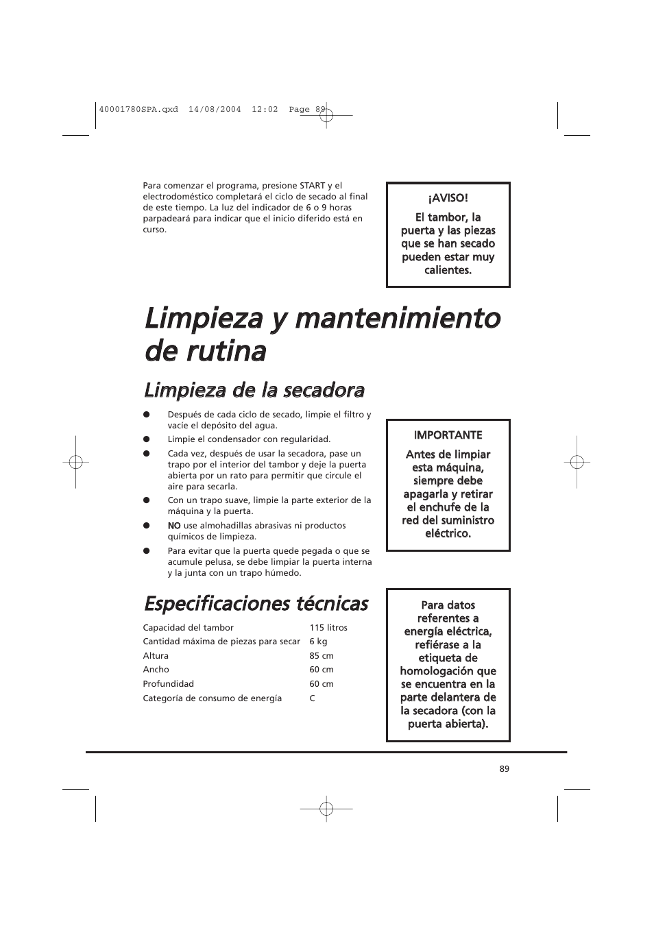Candy AB CDC 668 - SY User Manual | Page 89 / 112
