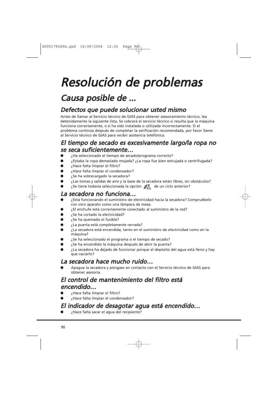 Cca au ussa a p po ossiib blle e d de e | Candy AB CDC 668 - SY User Manual | Page 90 / 112