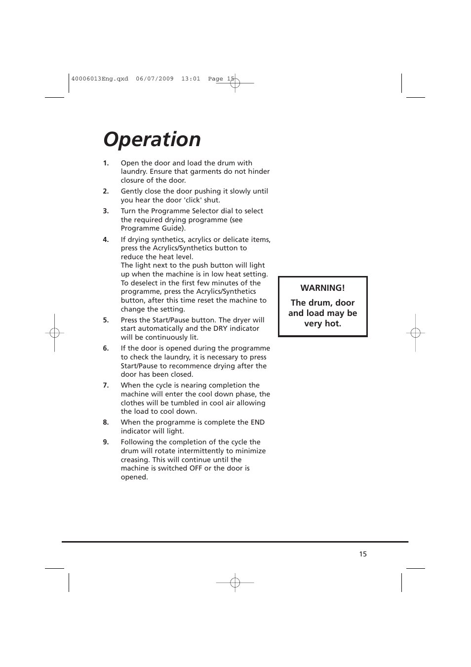 Operation | Candy GO V58F User Manual | Page 15 / 24