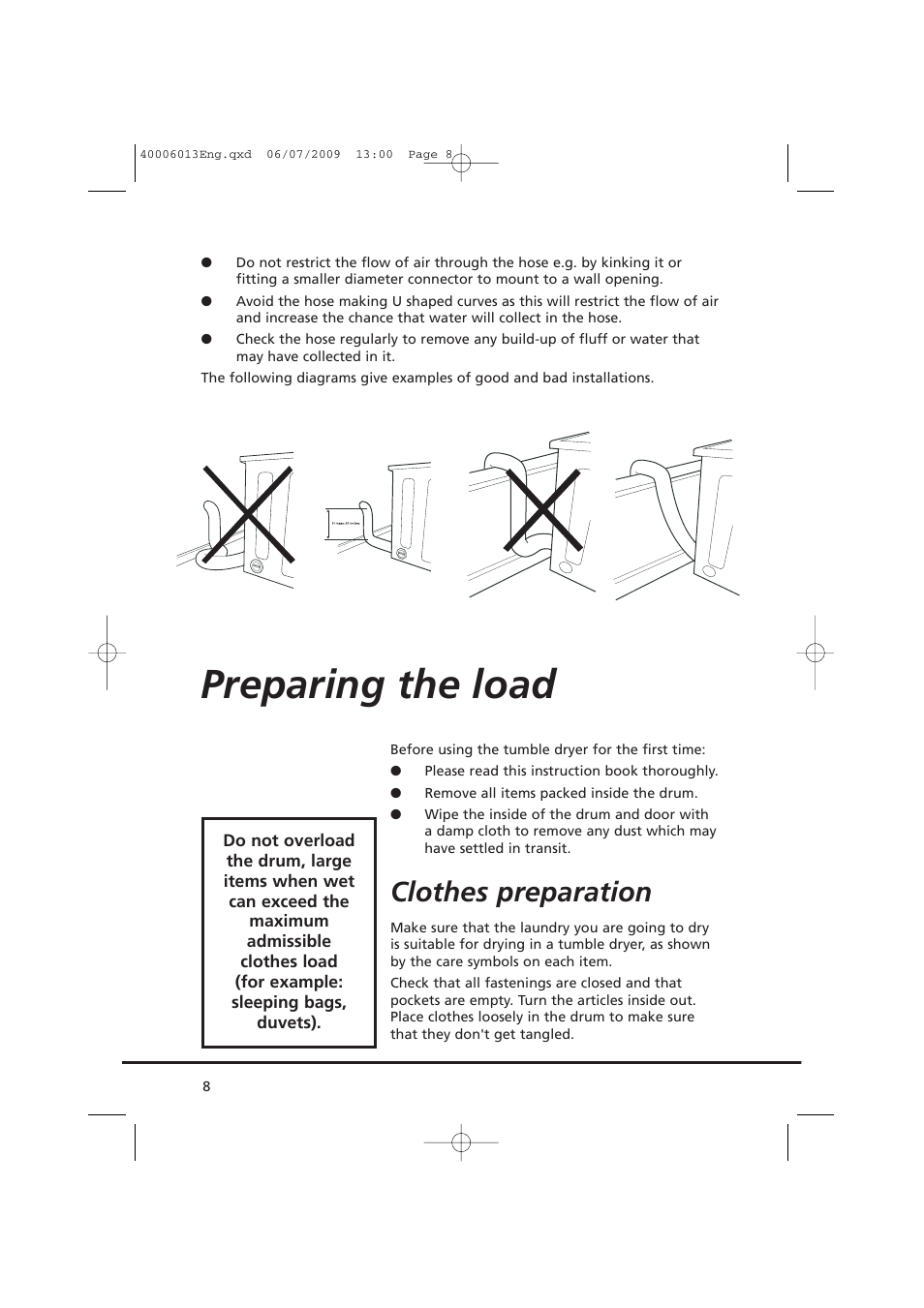 Preparing the load, Clothes preparation | Candy GO V58F User Manual | Page 8 / 24