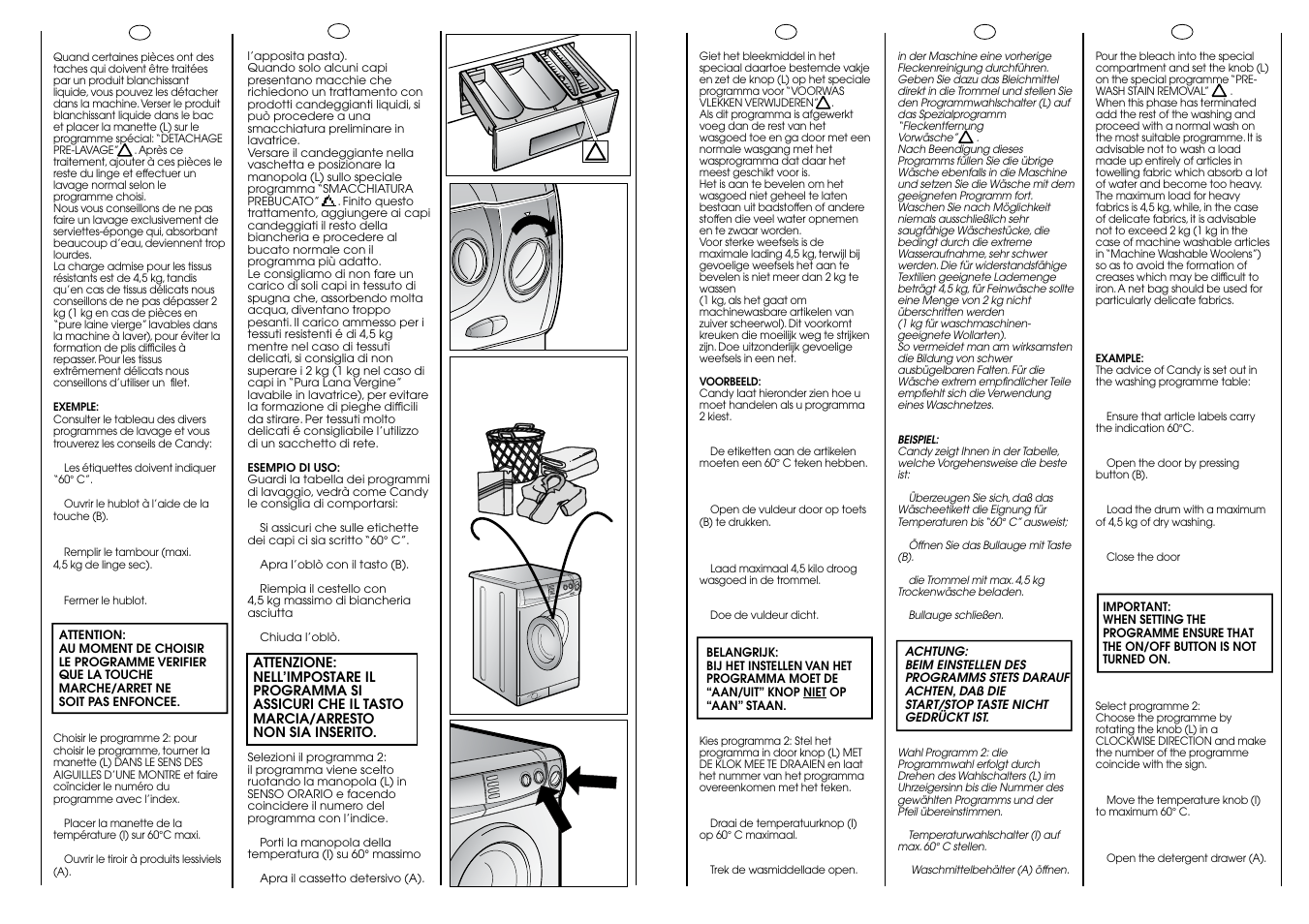 60° c 4,5 kg max | Candy CBE 1425 T SY User Manual | Page 25 / 33