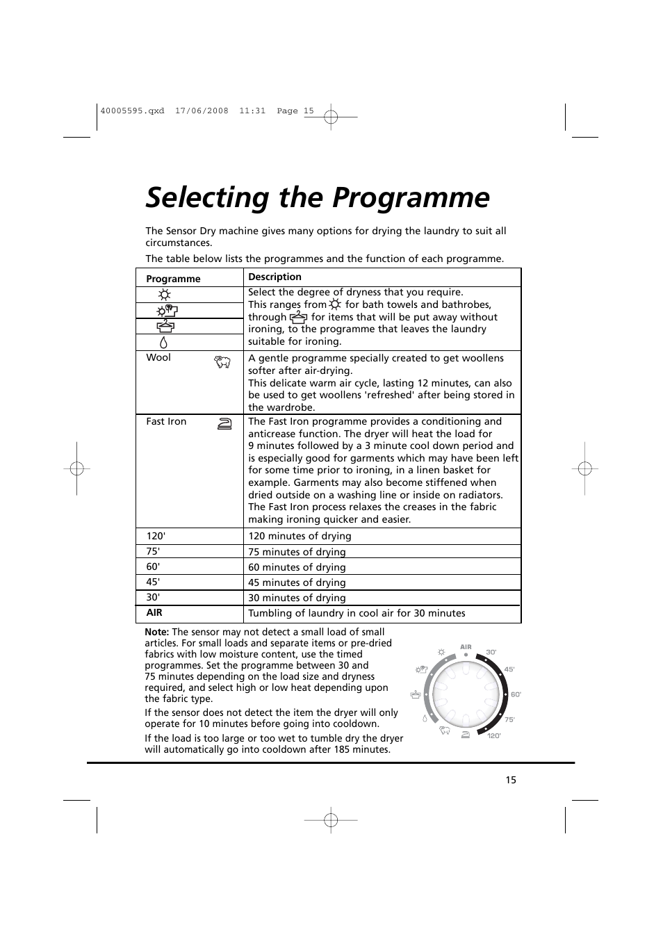 Selecting the programme | Candy GO DC 78G-86S User Manual | Page 15 / 110