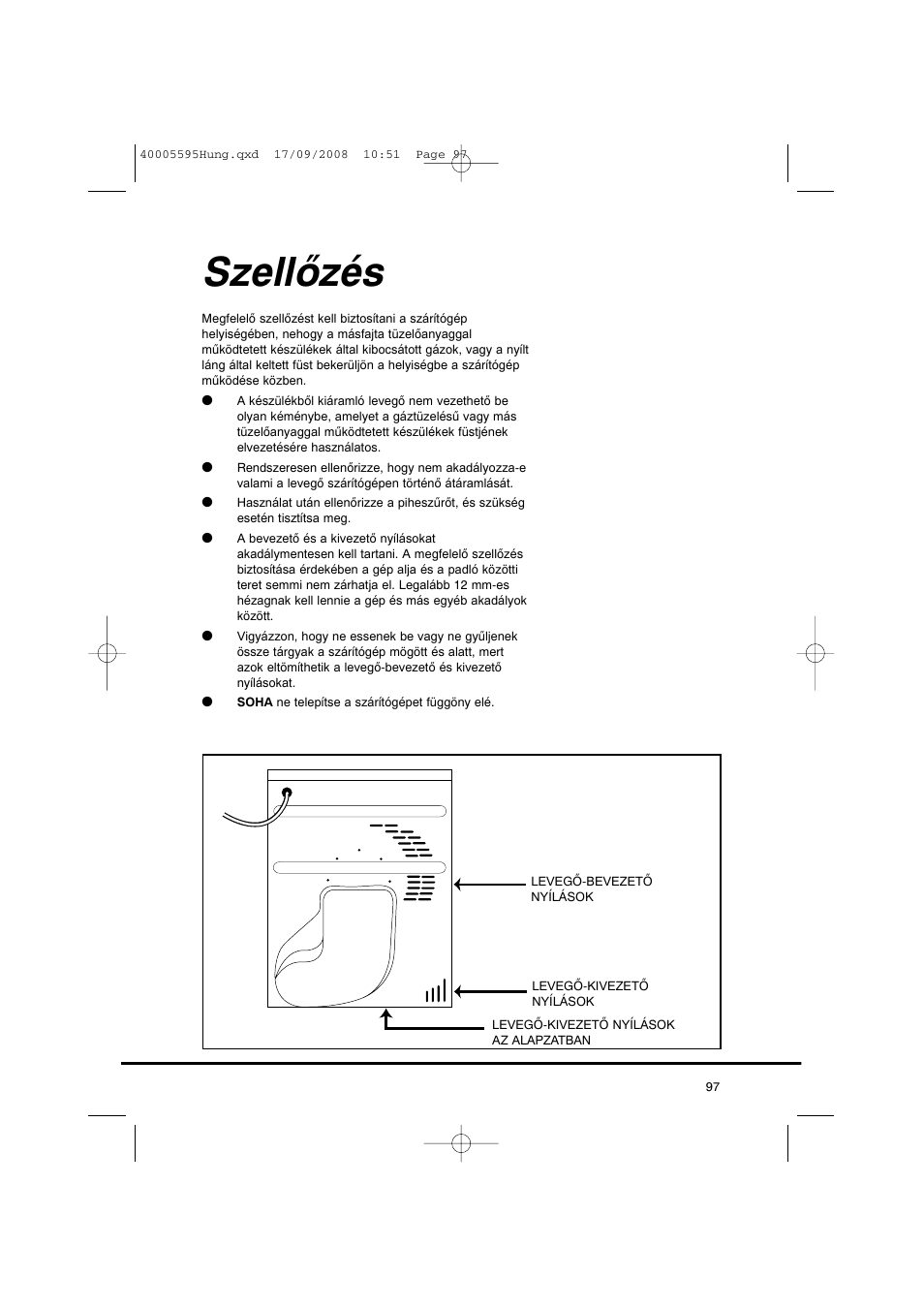 Szellőzés | Candy GO DC 78G-86S User Manual | Page 97 / 110