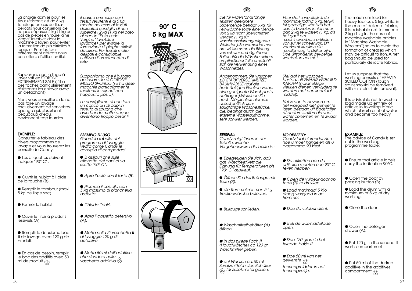 90° c 5 kg max | Candy CBL 130 SY User Manual | Page 29 / 37