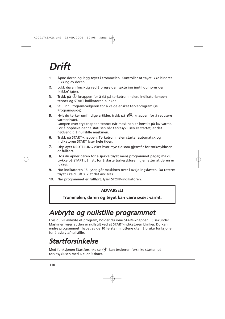 Ddrriifftt, Sstta arrttffo orrssiin nk ke ellsse e | Candy AB CDV 660 -SY User Manual | Page 110 / 132