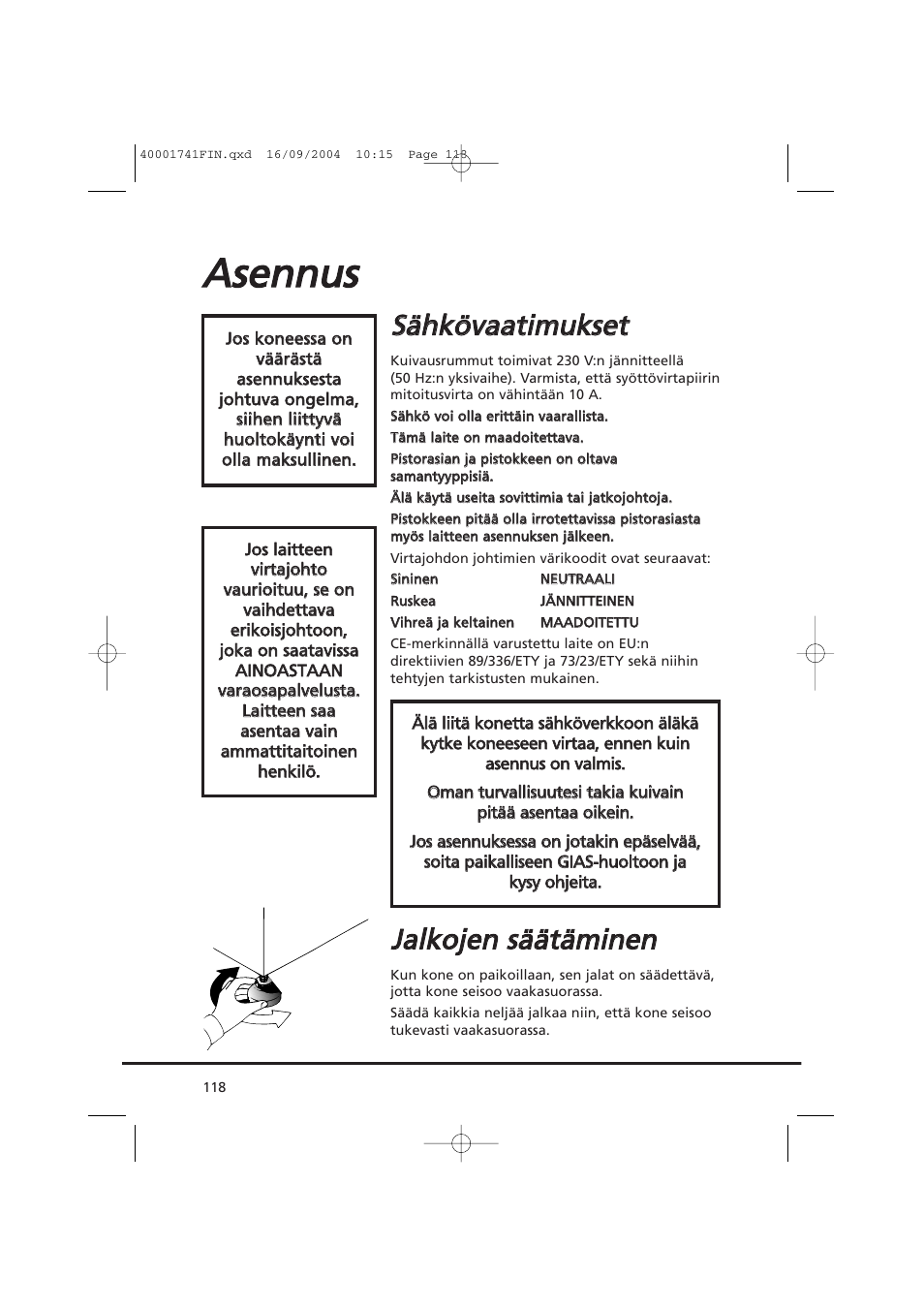 Aasse en nn nu uss, Ssä äh hk kö öv va aa attiim mu uk ksse ett, Jja allk ko ojje en n ssд дд ättä äm miin ne en n | Candy AB CDV 660 -SY User Manual | Page 118 / 132