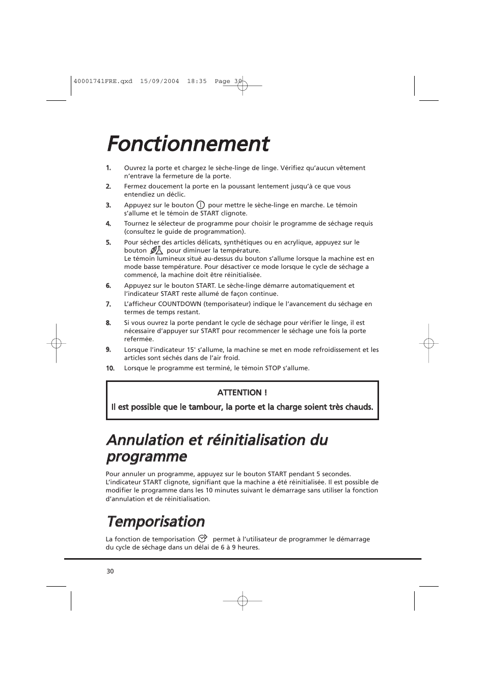 Ffo on nccttiio on nn ne em me en ntt, Tte em mp po orriissa attiio on n | Candy AB CDV 660 -SY User Manual | Page 30 / 132