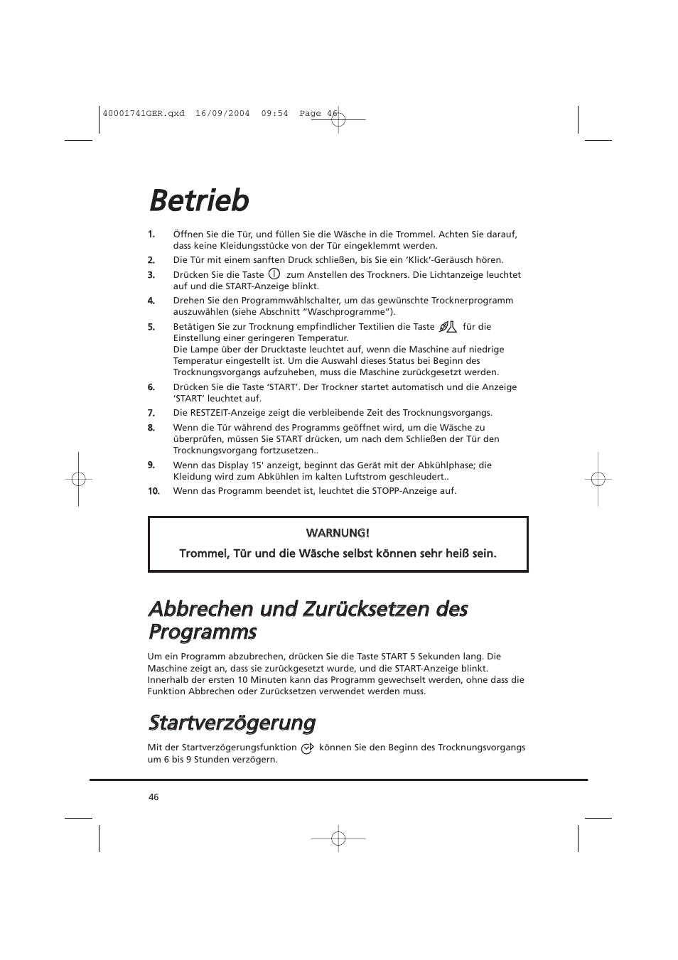 Bbe ettrriie eb b, Sstta arrttv ve errz zö ög ge erru un ng g | Candy AB CDV 660 -SY User Manual | Page 46 / 132