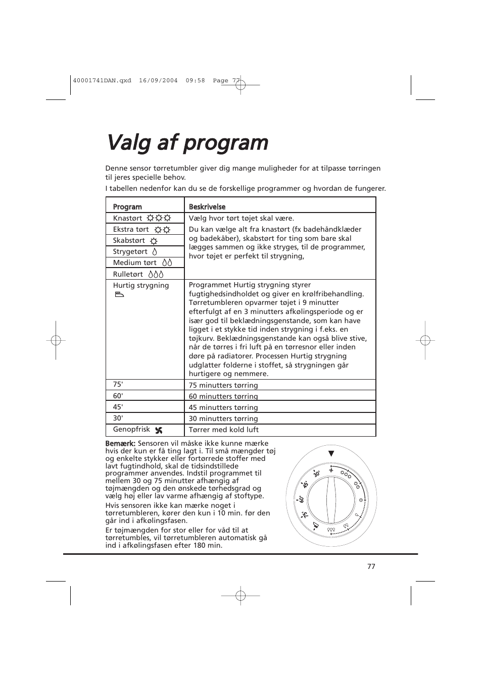 Vva allg g a aff p prro og grra am m | Candy AB CDV 660 -SY User Manual | Page 77 / 132