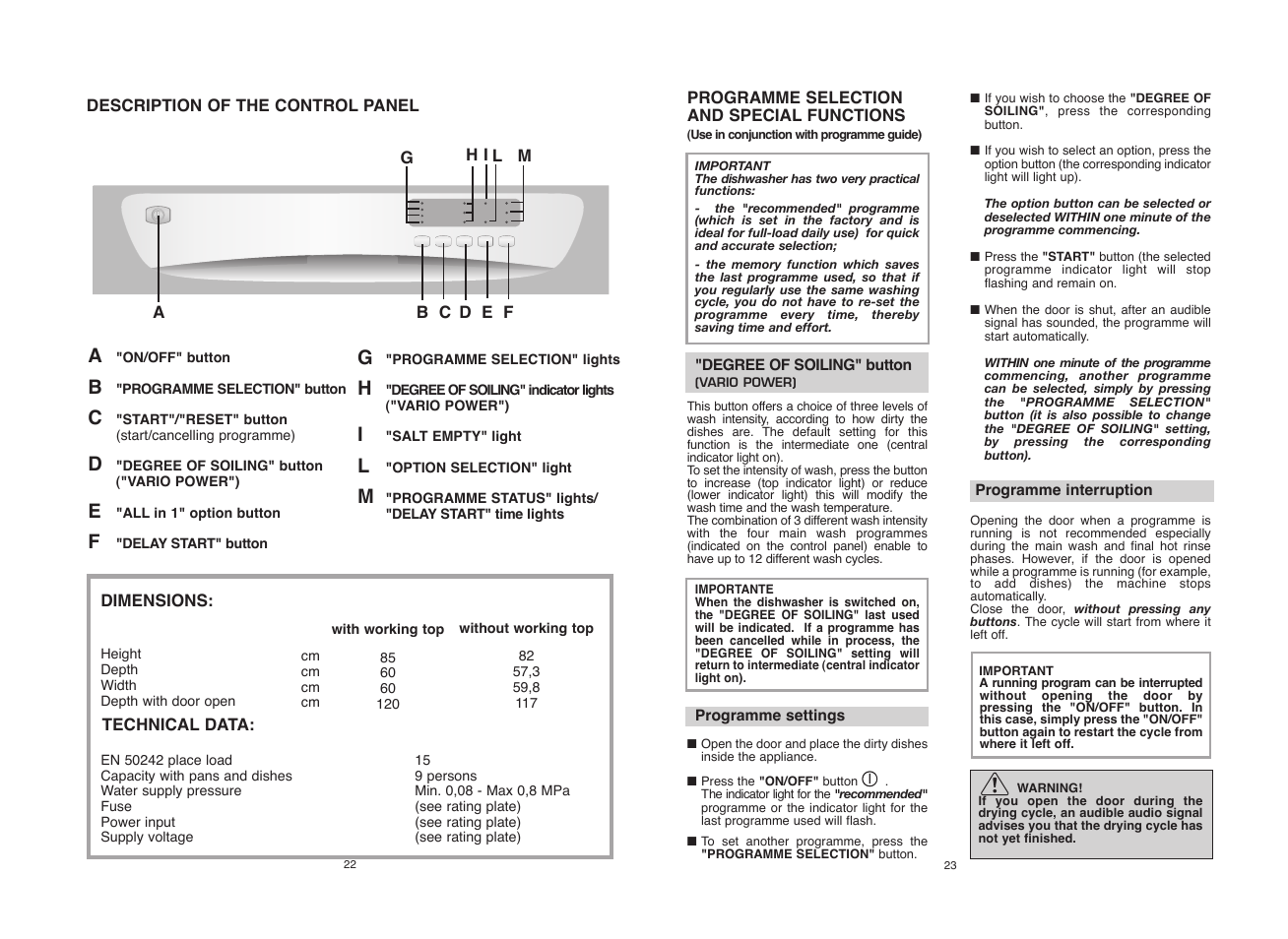 Candy CDF8 615 - S User Manual | Page 12 / 73
