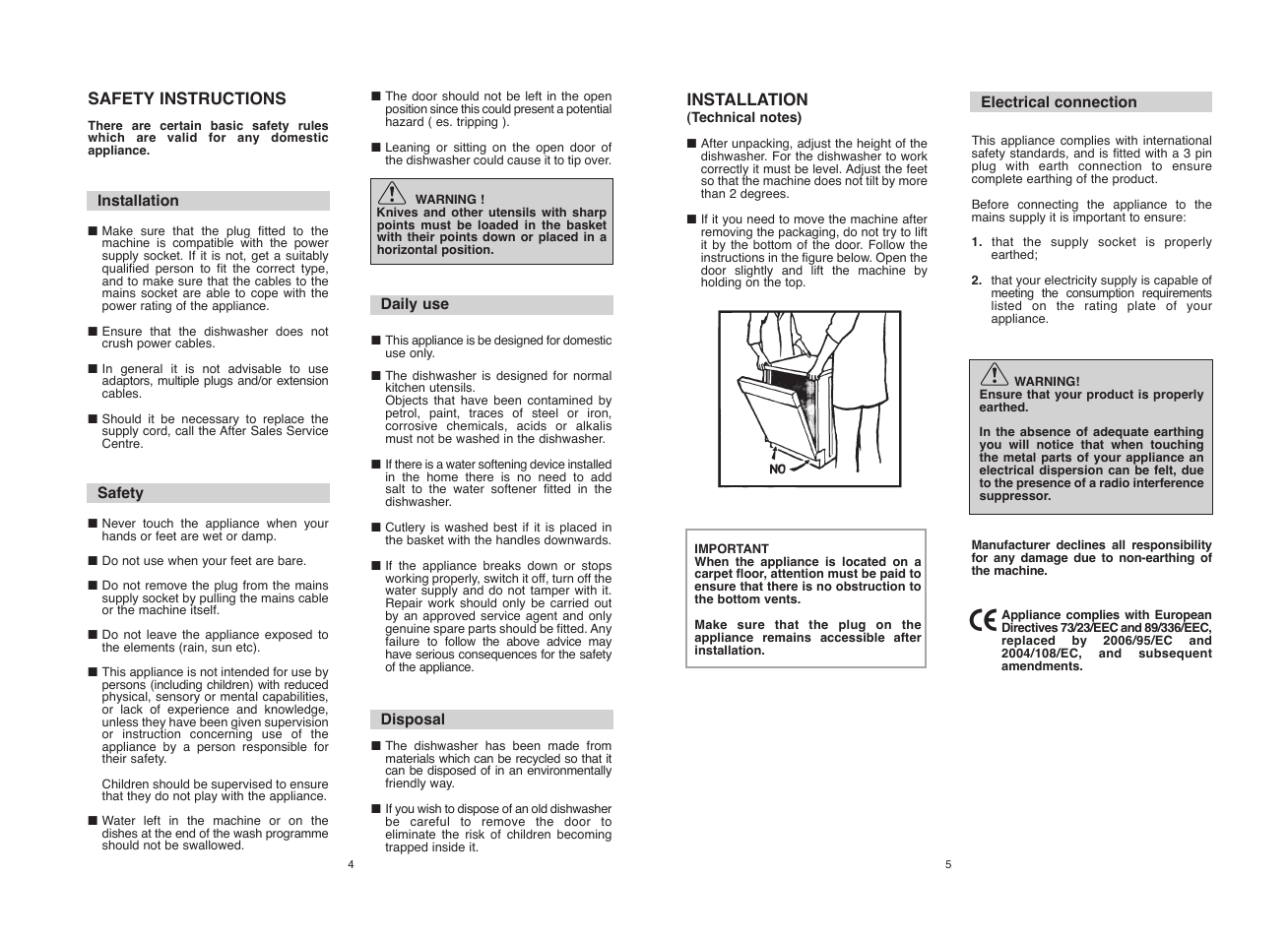 Candy CDF8 615 - S User Manual | Page 3 / 73