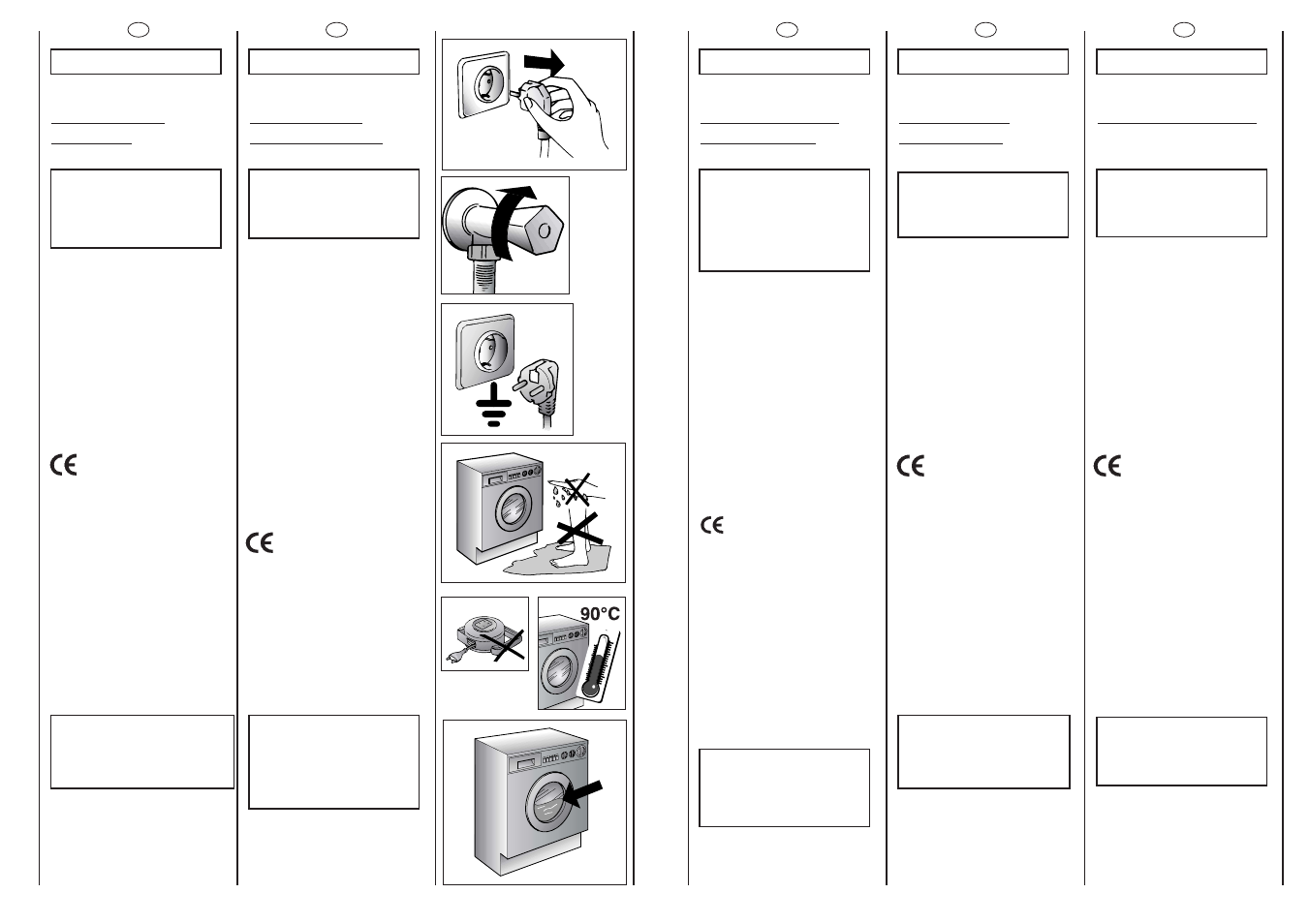Safety measures, Instruções de segurança, Mesures de securite | Sicherheits- vorschriften, Normas de seguridad | Candy CDB 126-80 User Manual | Page 6 / 49