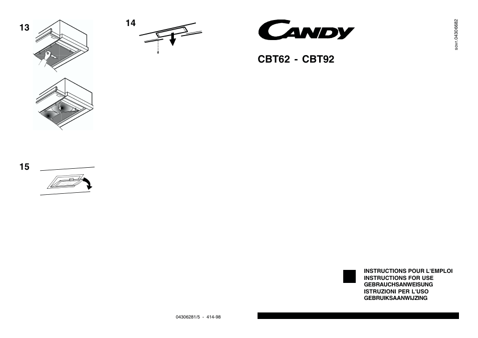 Candy CBT 92 X User Manual | 10 pages