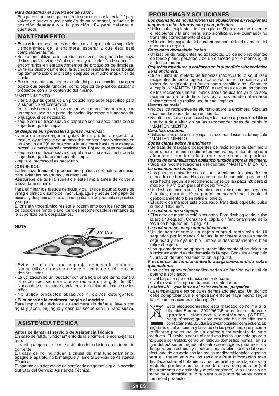 Problemas y soluciones, Asistencia técnica, Mantenimiento | Candy PVD 646 N User Manual | Page 25 / 32