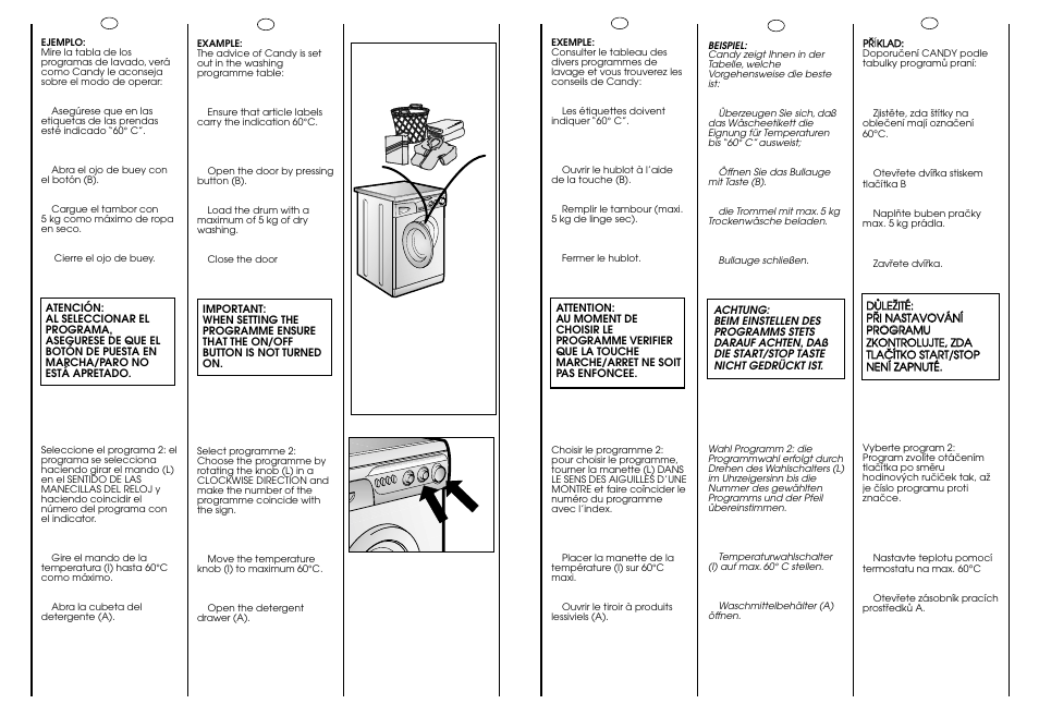 60° c 5 kg max | Candy CG 454 T User Manual | Page 26 / 33