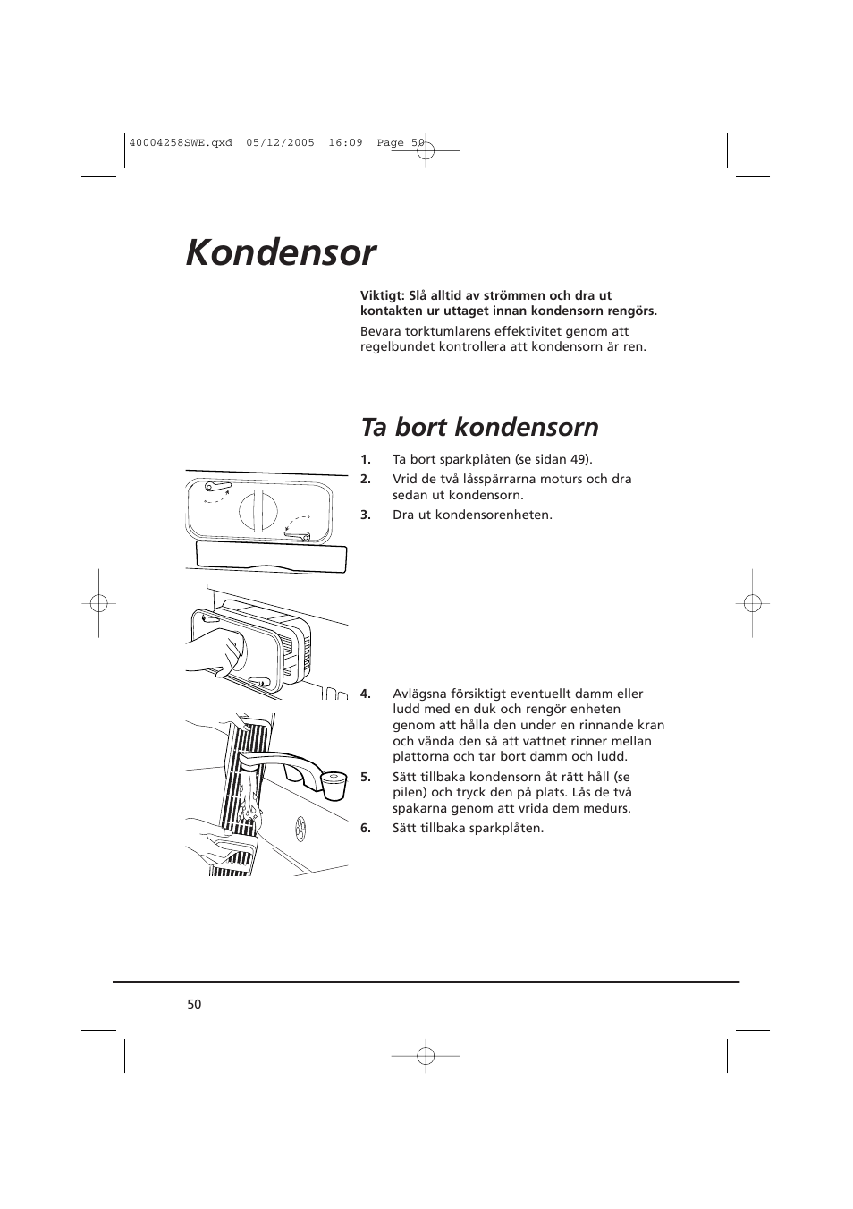 Kondensor, Ta bort kondensorn | Candy AB CDC 668 - SY User Manual | Page 50 / 92