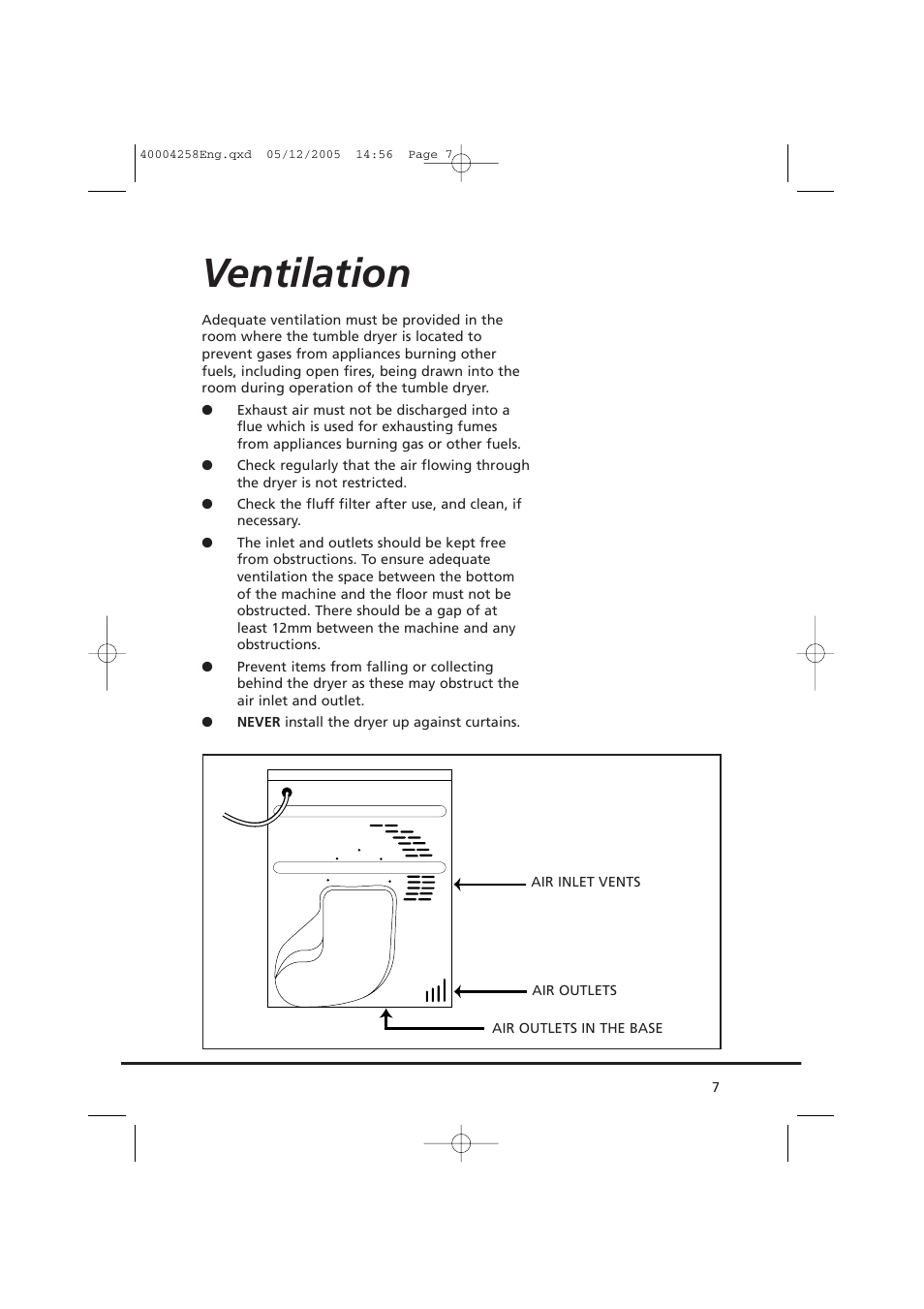 Ventilation | Candy AB CDC 668 - SY User Manual | Page 7 / 92