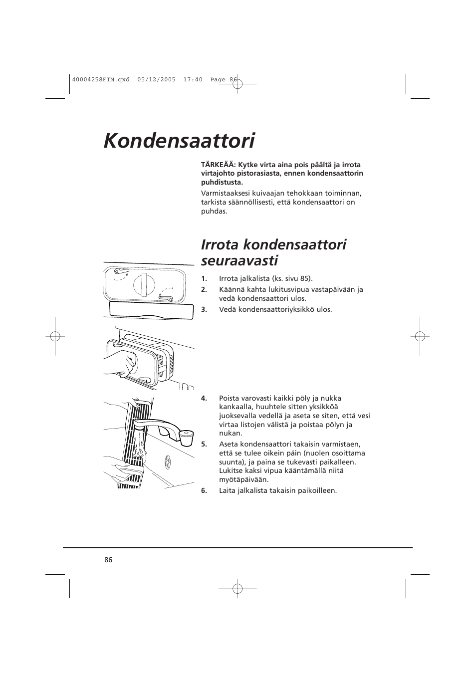 Kondensaattori, Irrota kondensaattori seuraavasti | Candy AB CDC 668 - SY User Manual | Page 86 / 92