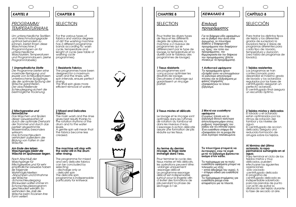 Selection, Programm/ temperaturwahl, Selección | Candy CJ 473 T User Manual | Page 17 / 33