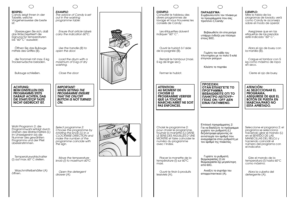 60° c 5 kg max | Candy CJ 473 T User Manual | Page 26 / 33