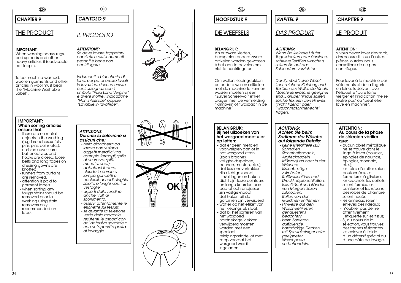 Il prodotto, De weefsels, Das produkt | Le produit, The product | Candy AQUAMATIC 8T User Manual | Page 18 / 33